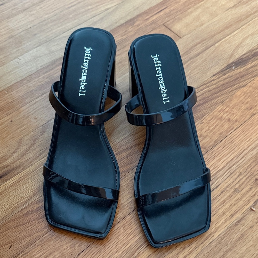 Jeffrey Campbell Glossy Black Heeled Sandals